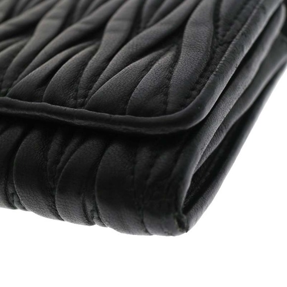 Miu Miu Double Hook Long Wallet Black Nappa Line - Picture 3 of 8